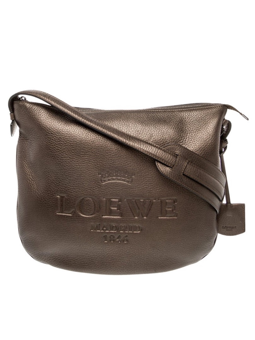Loewe Bronze Embossed Leather Crossbody Bag
